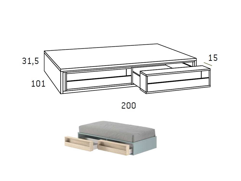 Medidas de la cama AD063 de Glicerio Chaves