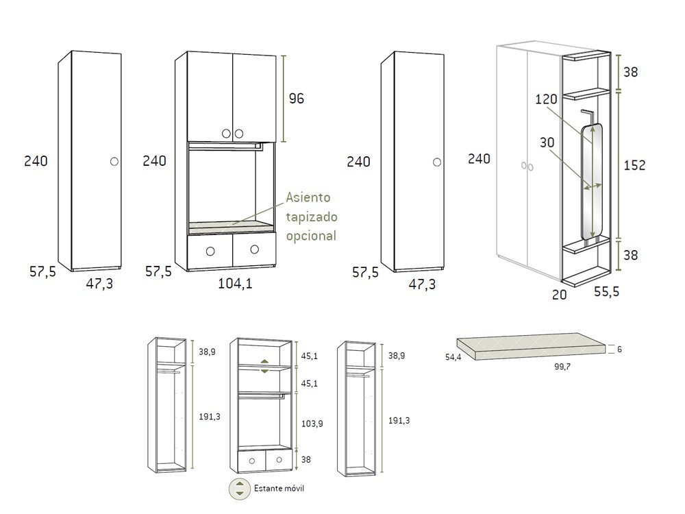 Medidas del armario AD065 de Glicerio Chaves