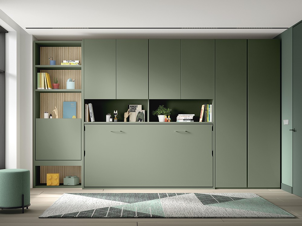 Composición de dormitorio multifunción con cama y escritorio abatibles AD066 de Glicerio Chaves