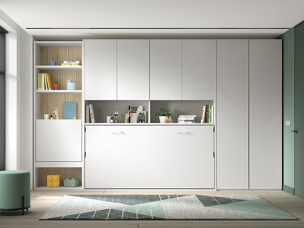 Cama abatible horizontal de 90x190cm con armarios AD066 de Glicerio Chaves