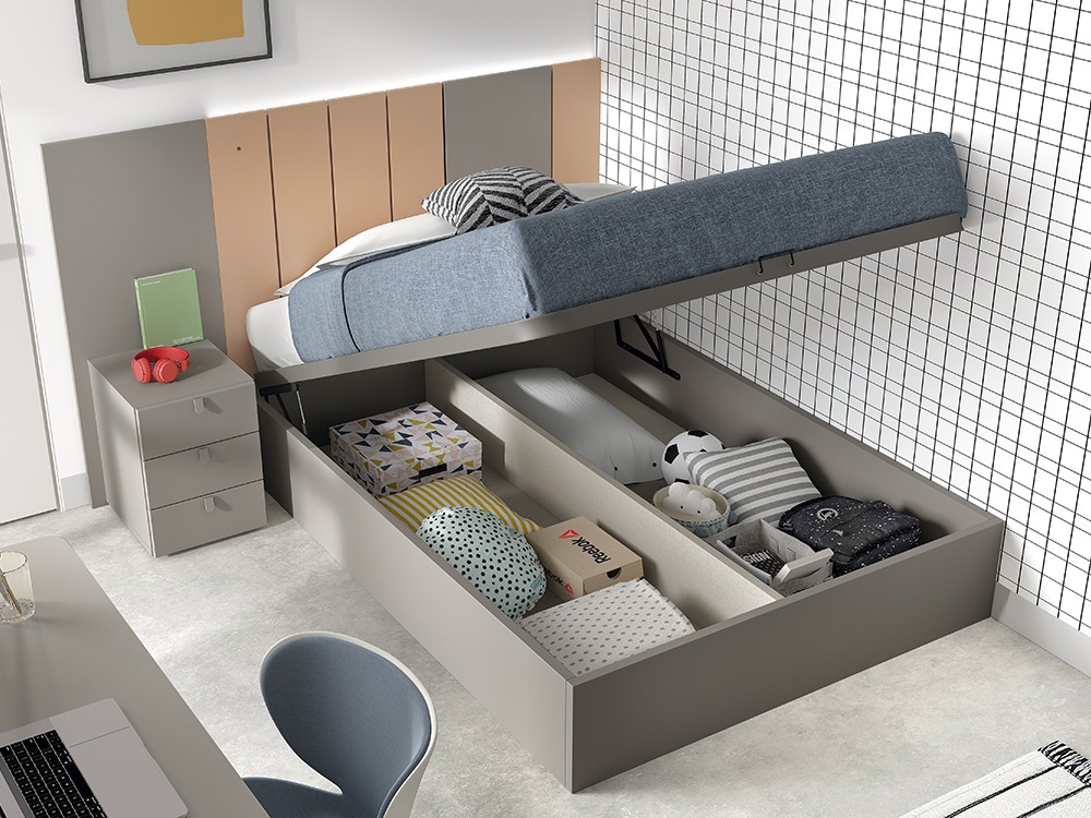 Cama con arcón junior senior para colchón de 135x190cm de Glicerio Chaves AD068