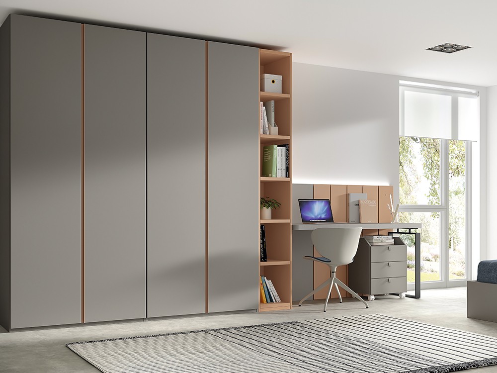 Detalle del dormitorio con zona de estudio AD068 de Glicerio Chaves