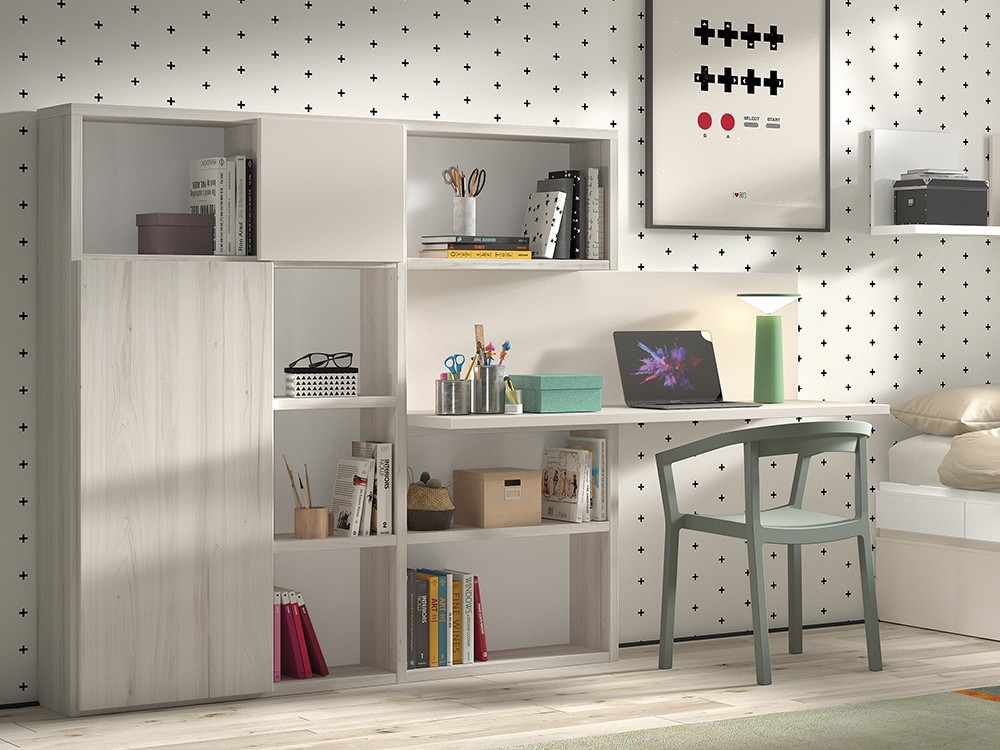 Librería con escritorio de la colección Formas de Glicerio Chaves