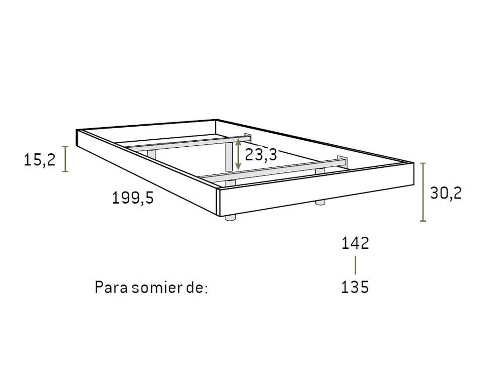 Medidas de la cama F310 de Glicerio Chaves