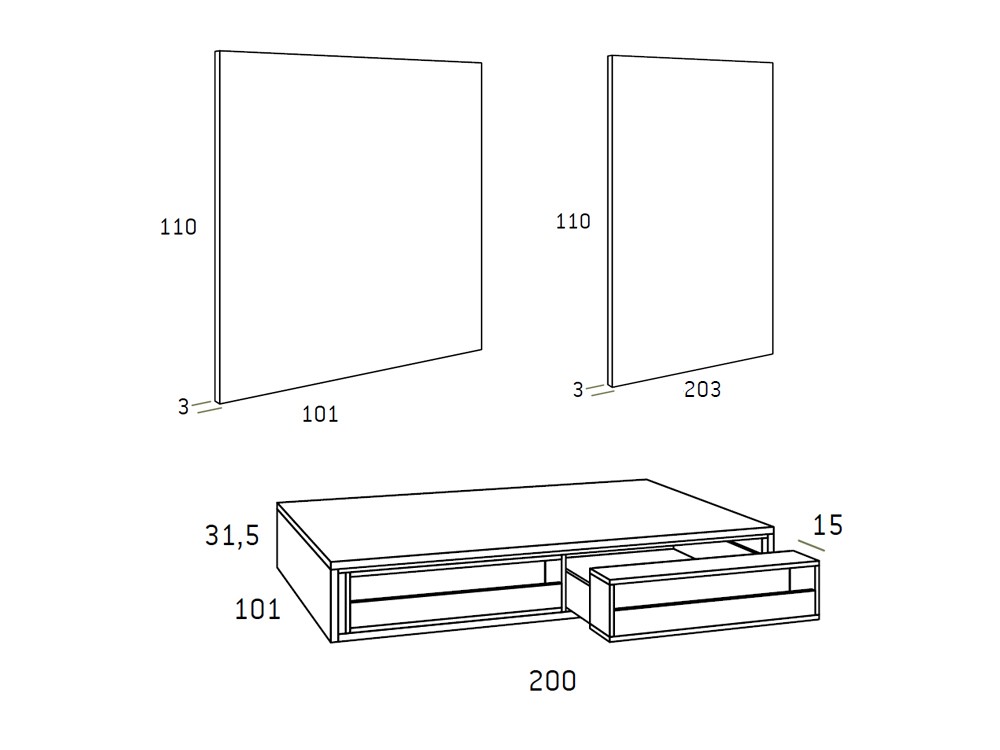 Medidas de la cama F307 de Glicerio Chaves