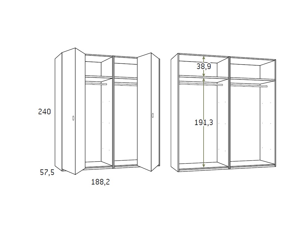 Medidas del armario con puertas plegable Formas 306 de Glicerio Chaves