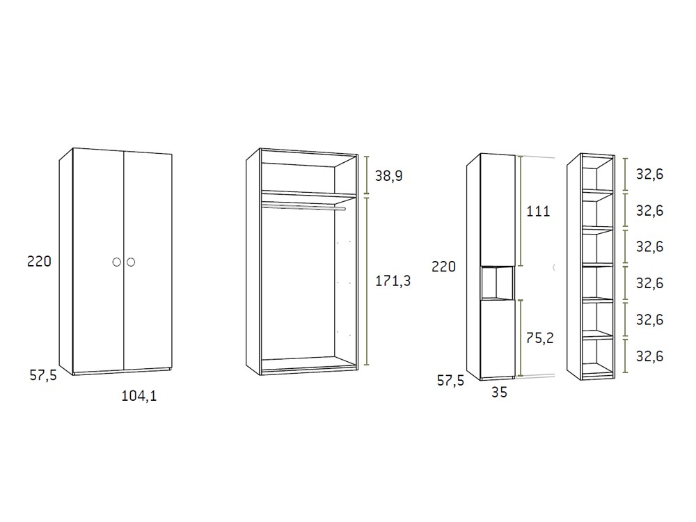 Medidas armario puertas batientes Formas 305 de Glicerio Chaves
