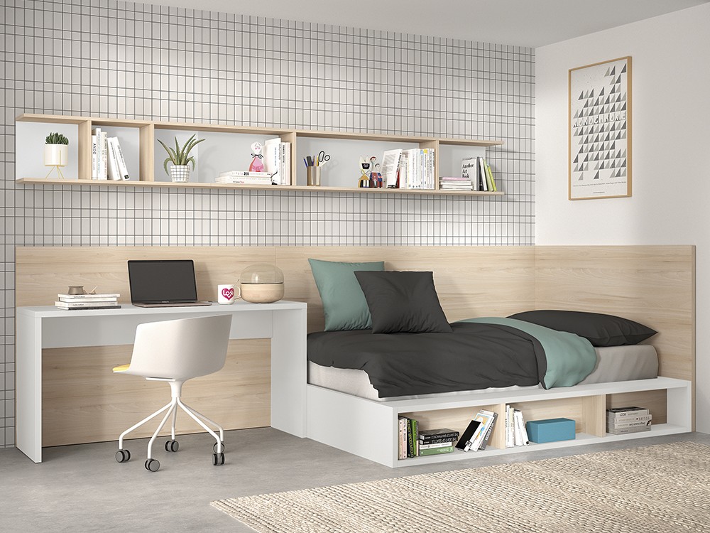 Cama con arcón y estantes frontales de la colección formas 302 de Glicerio Chaves