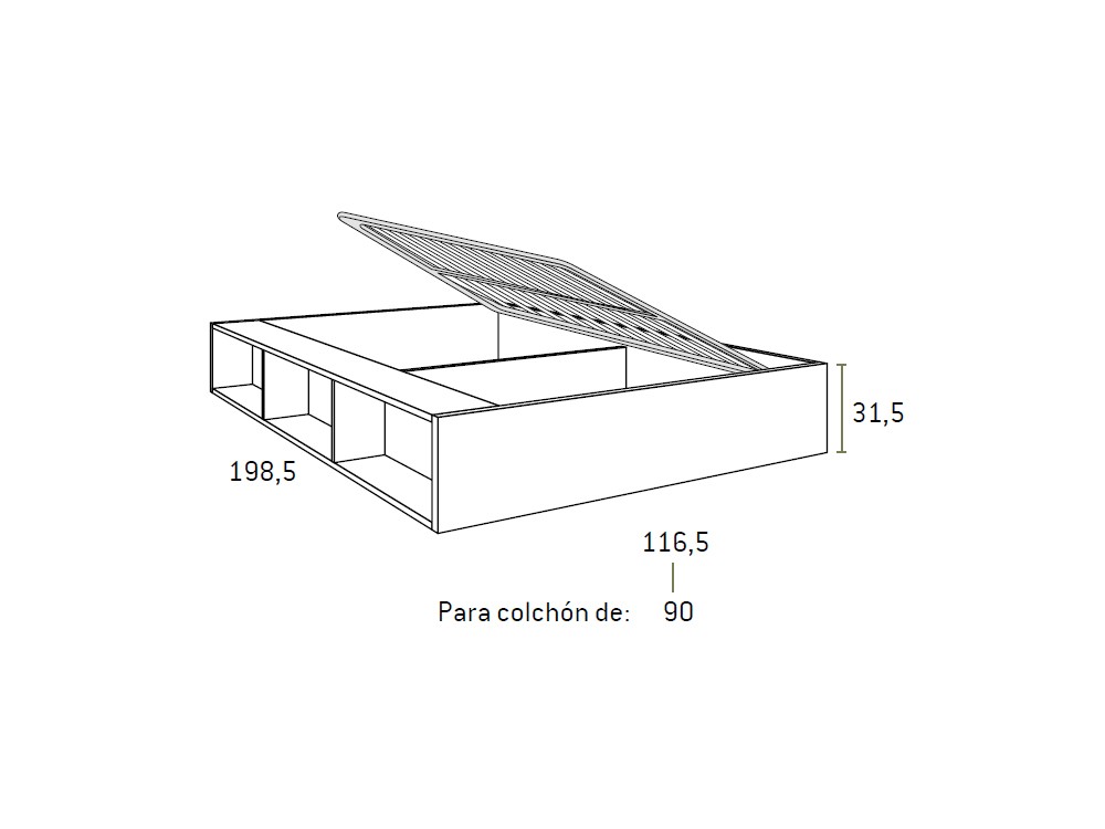 Medidas de la cama F302 de Glicerio Chaves