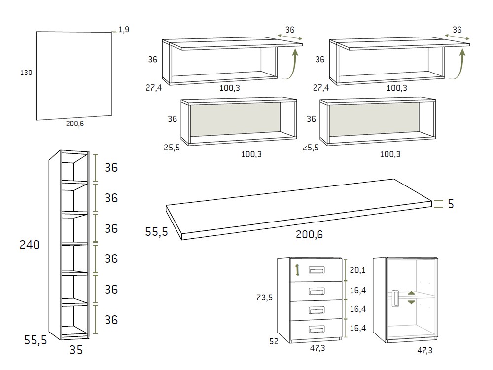 Cama abatible vertical 90 con altillo F264