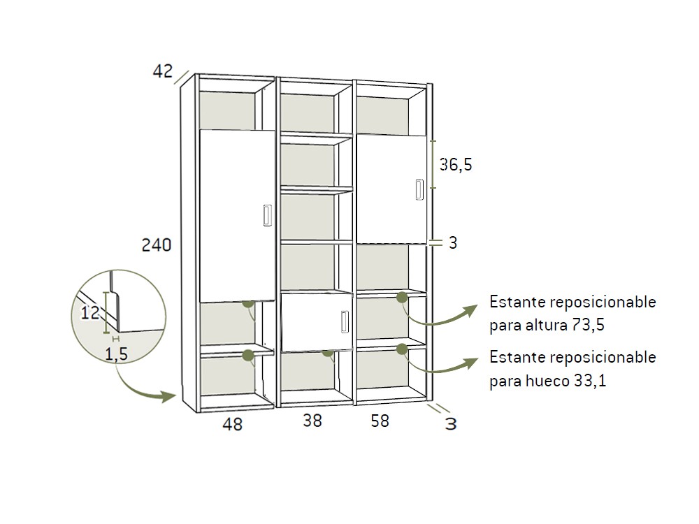 Cama abatible vertical 135 con altillo y escritorio F263