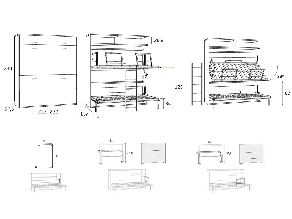 Litera abatible horizontal con altillo F255