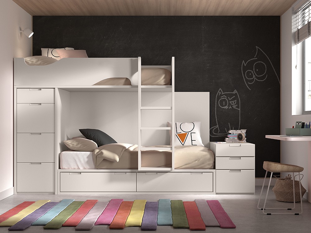 Cama tren con cajones F213B
