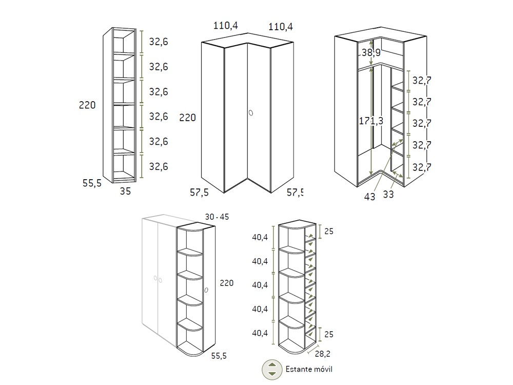 Litera con cuatro contenedores F209