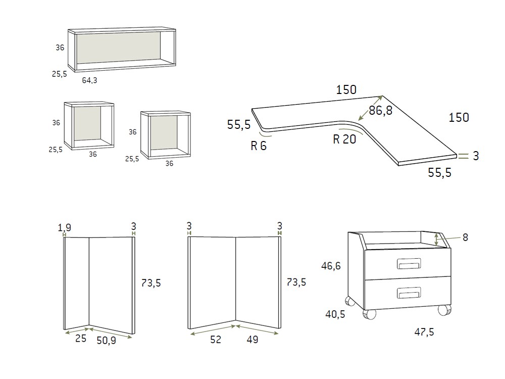 Litera con cuatro contenedores F209