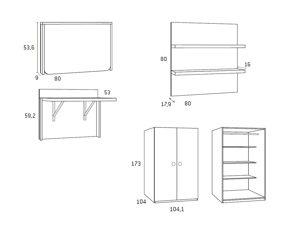 Cama alta y cama con arcón F208