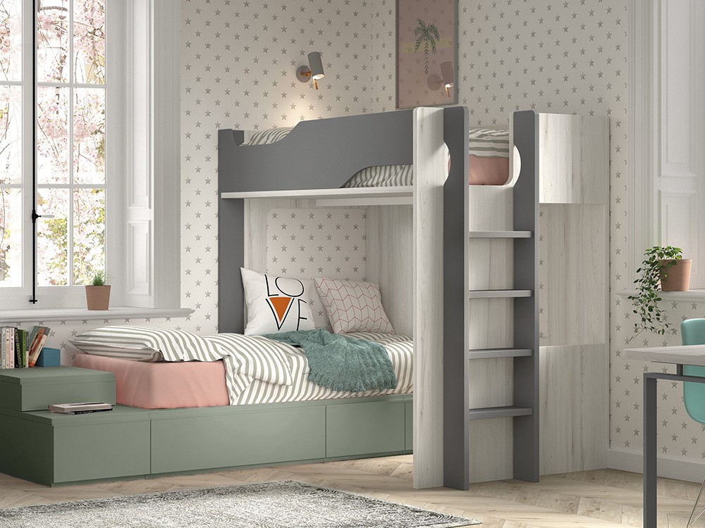 Cama alta y cama modular F206