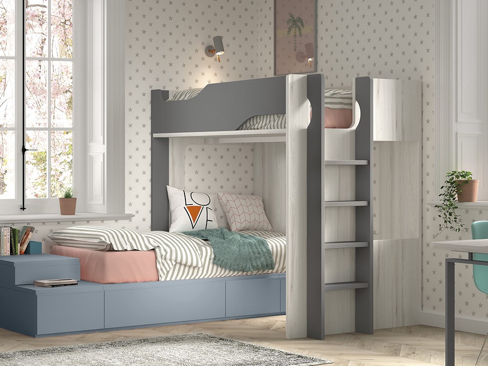 Cama alta y cama modular F206