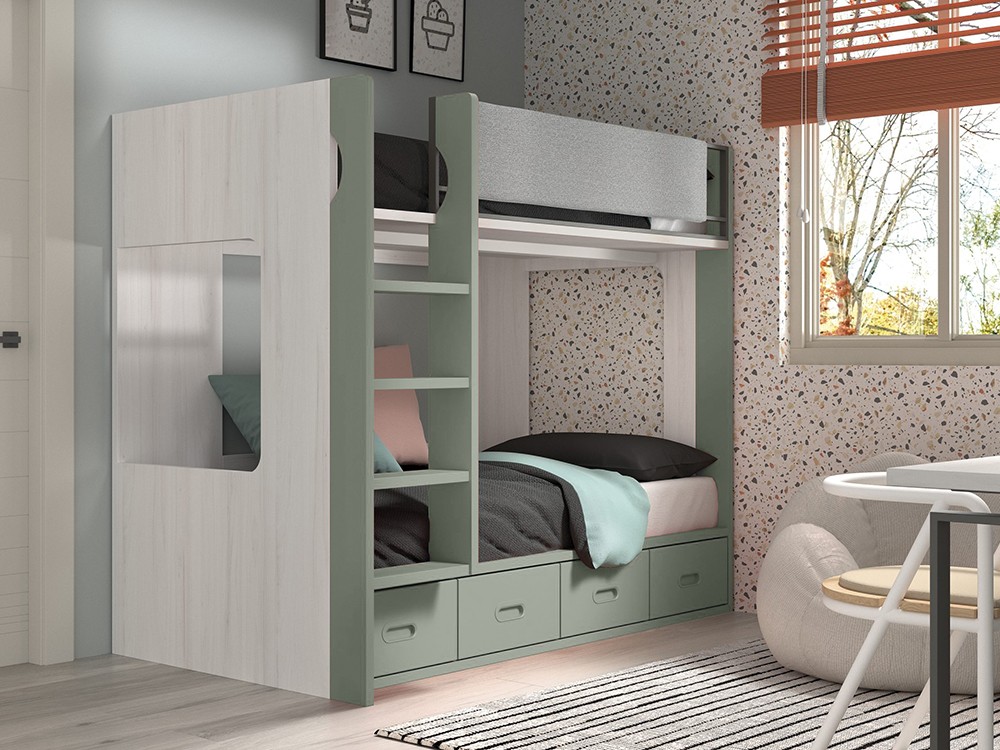 Litera con quitamiedos tapizado F202