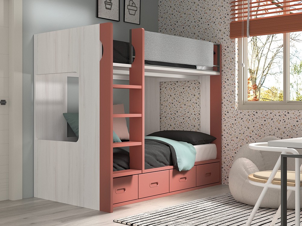 Litera con quitamiedos tapizado F202