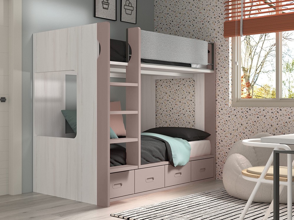 Litera con quitamiedos tapizado F202