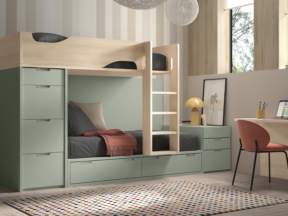 Cama tren con cajones F213A