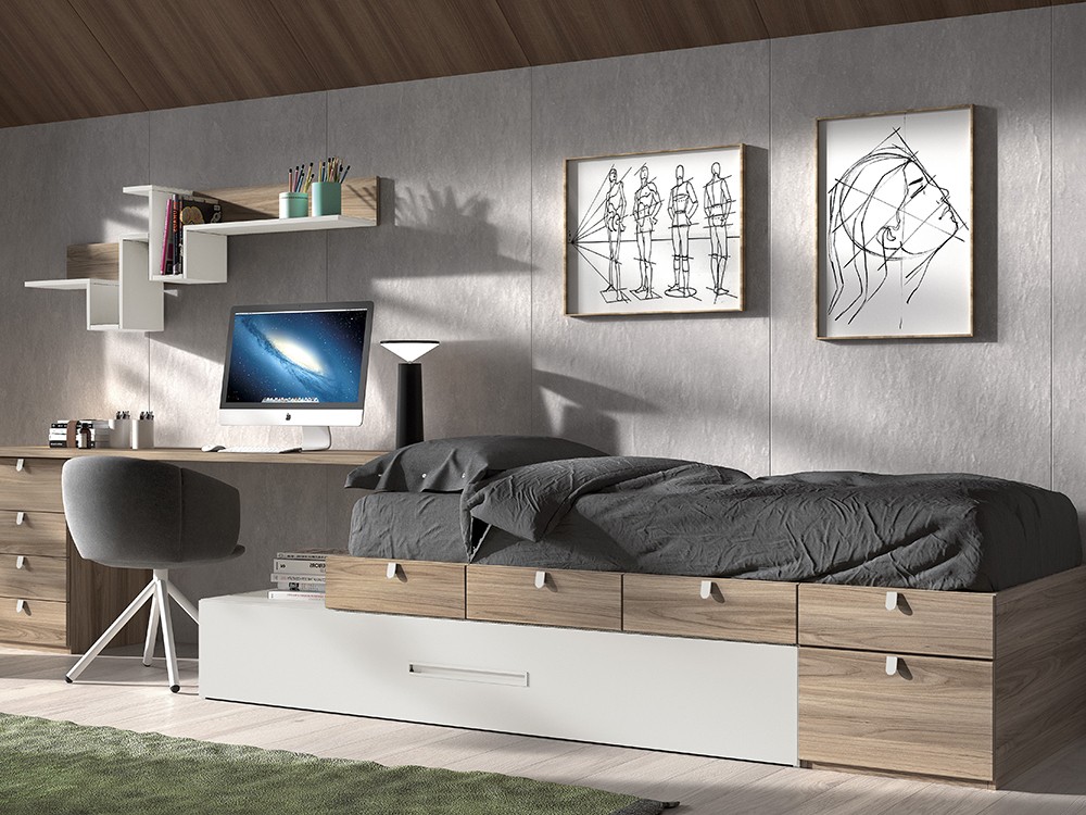 Cama modular con escritorio F153