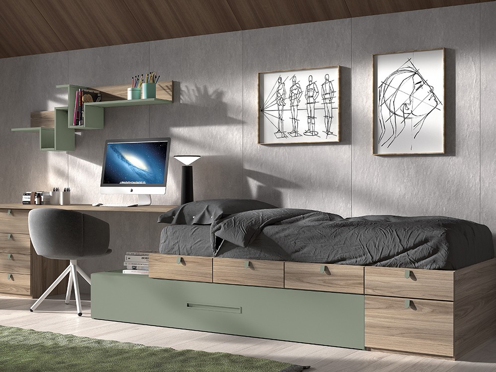 Cama modular con escritorio F153