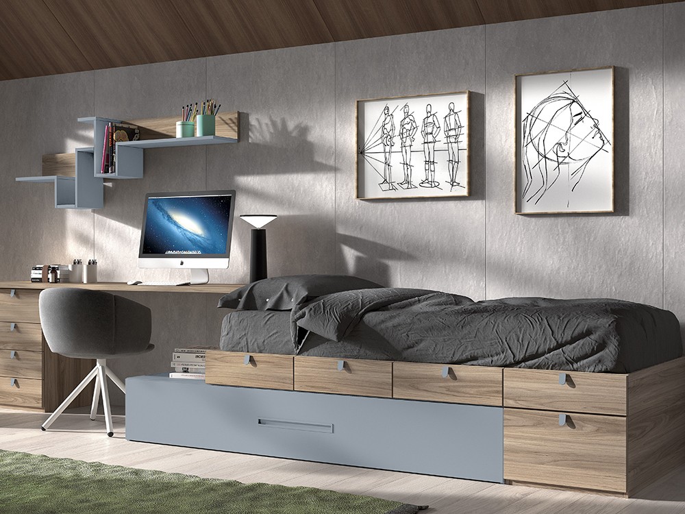 Cama modular con escritorio F153