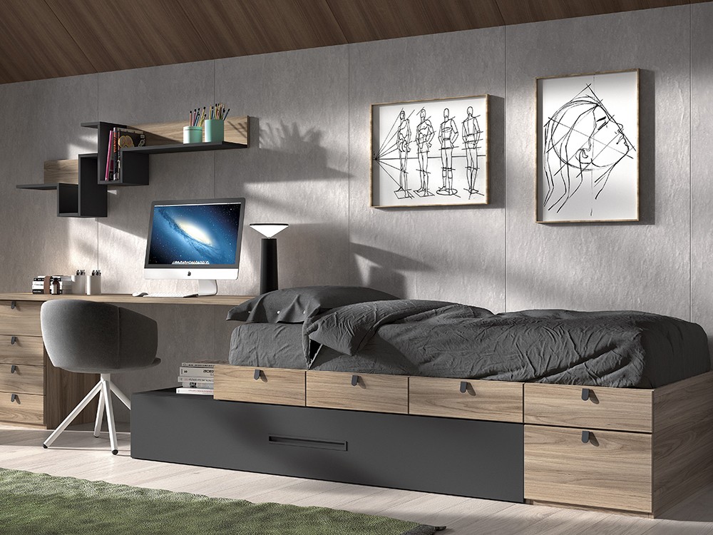 Cama modular con escritorio F153
