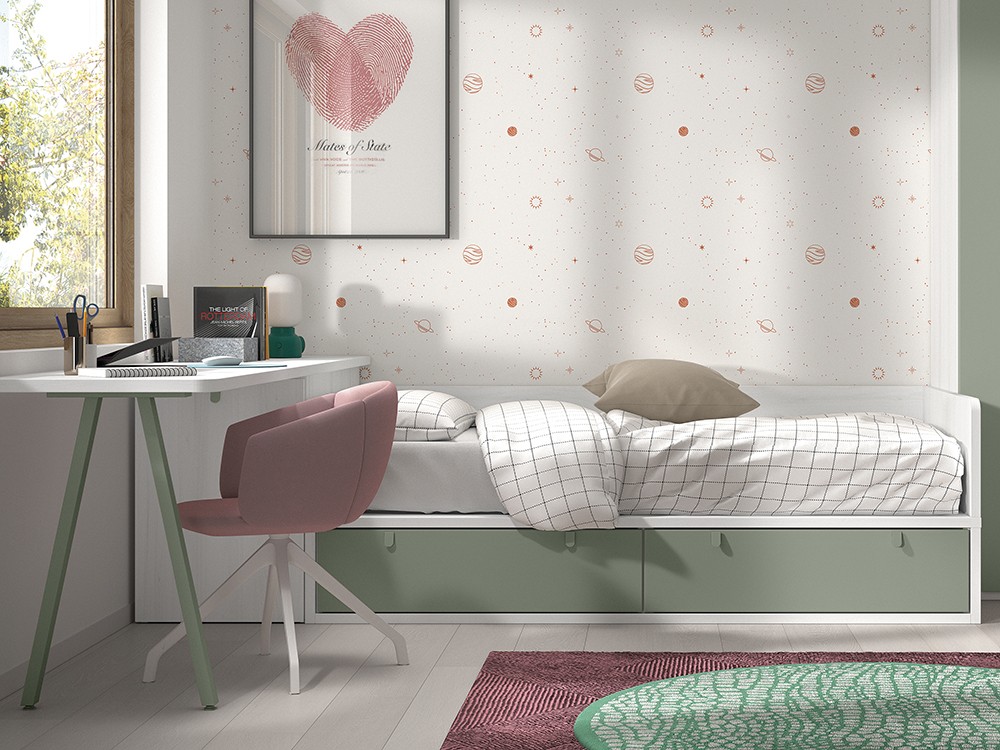 Cama compacta con escritorio F114