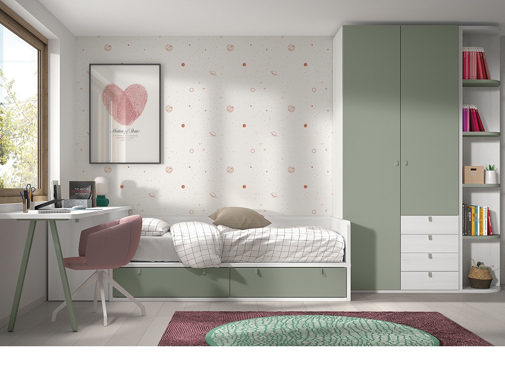 Cama compacta con escritorio F114