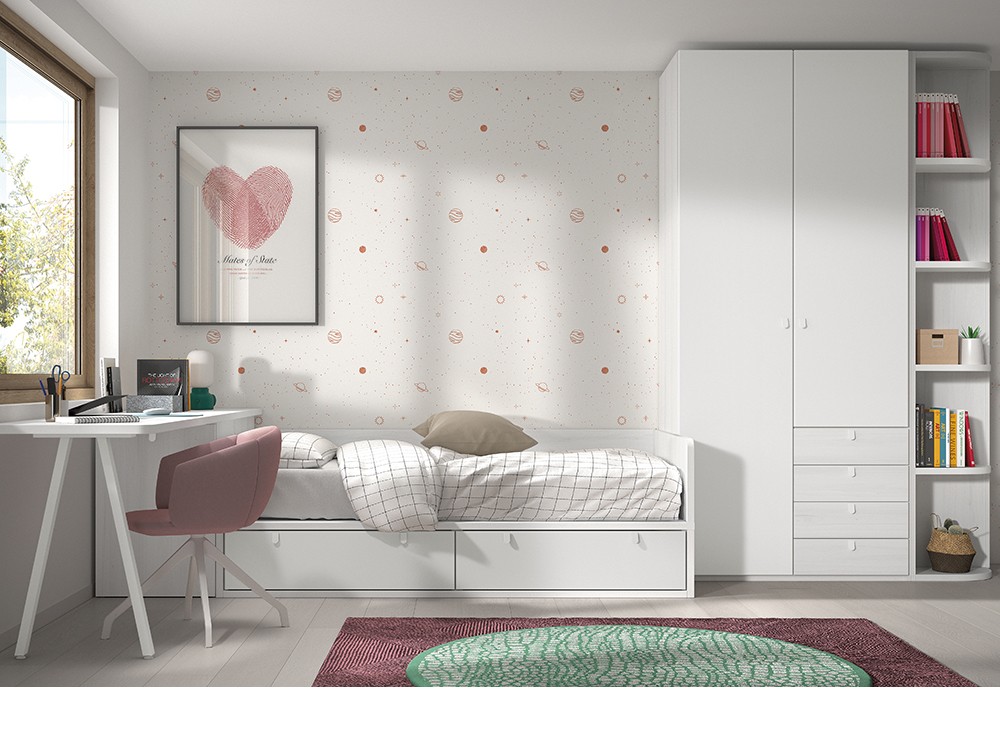 Cama compacta con escritorio F114