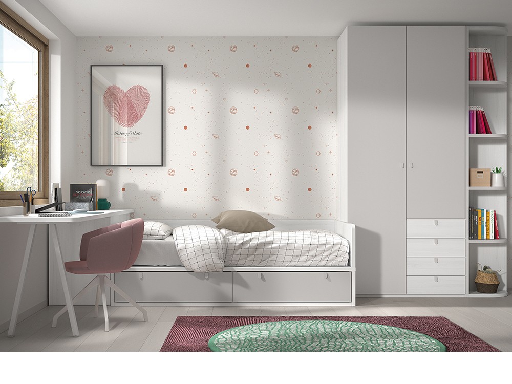 Cama compacta con escritorio F114