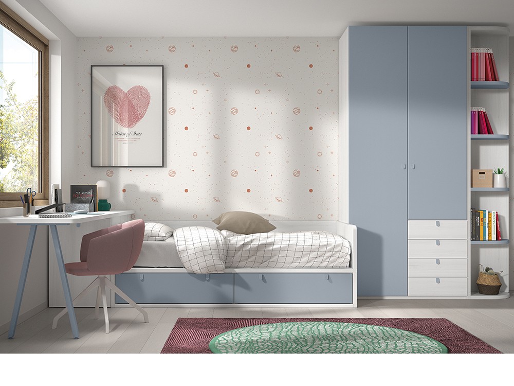 Cama compacta con escritorio F114