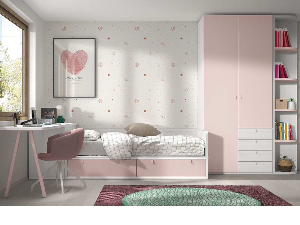 Cama compacta con escritorio F114