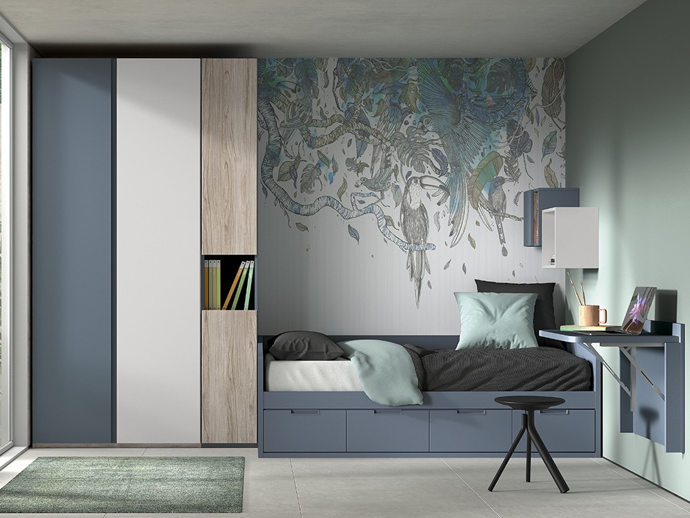 Cama compacta con cuatro contenedores F101