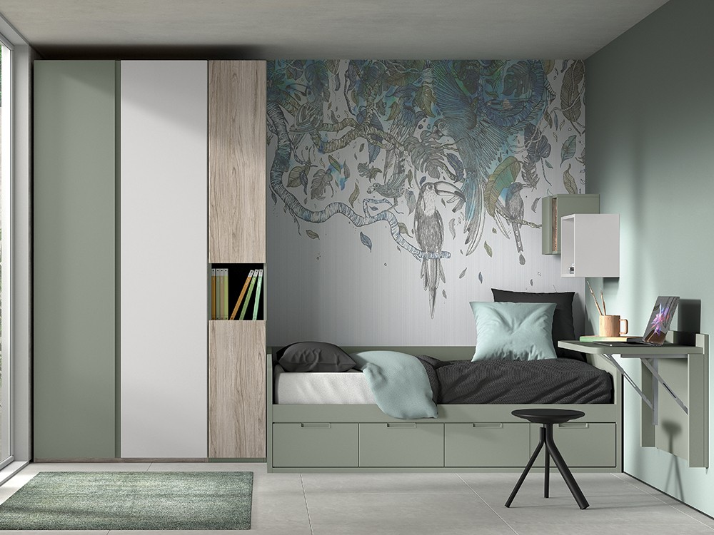 Cama compacta con cuatro contenedores F101