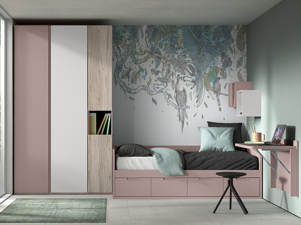 Cama compacta con cuatro contenedores F101