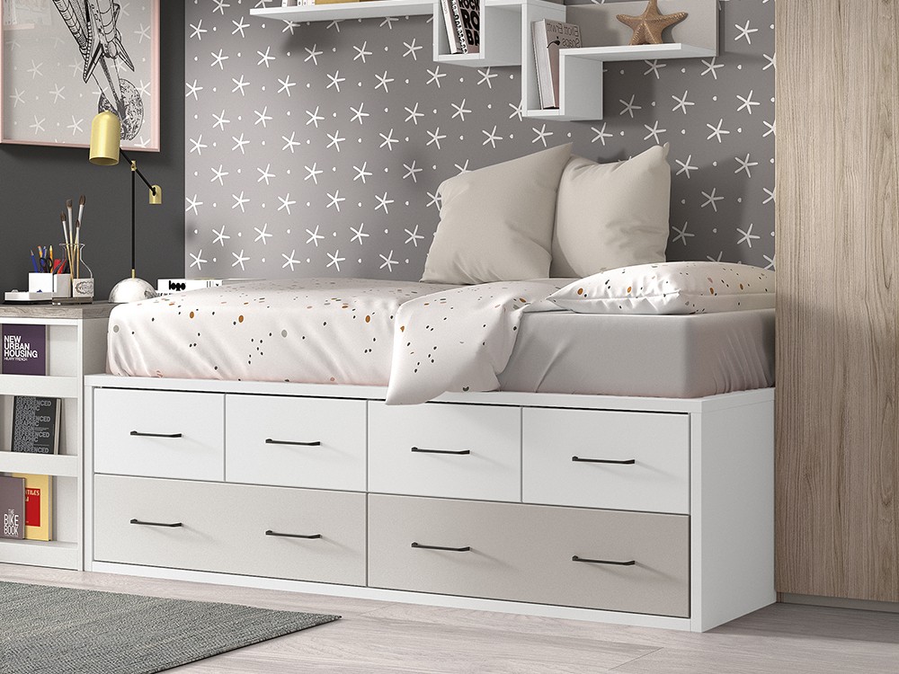 Cama compacta con cajones F022