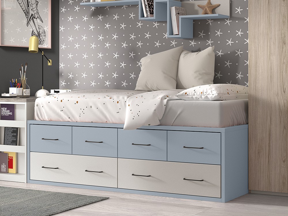 Cama compacta con cajones F022