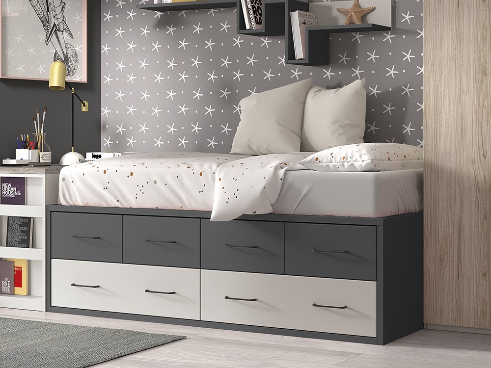 Cama compacta con cajones F022