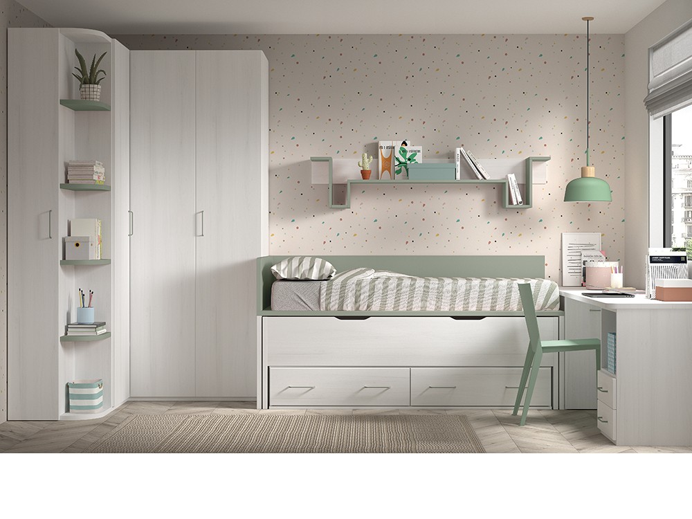 Bicama con nido y cajones F019