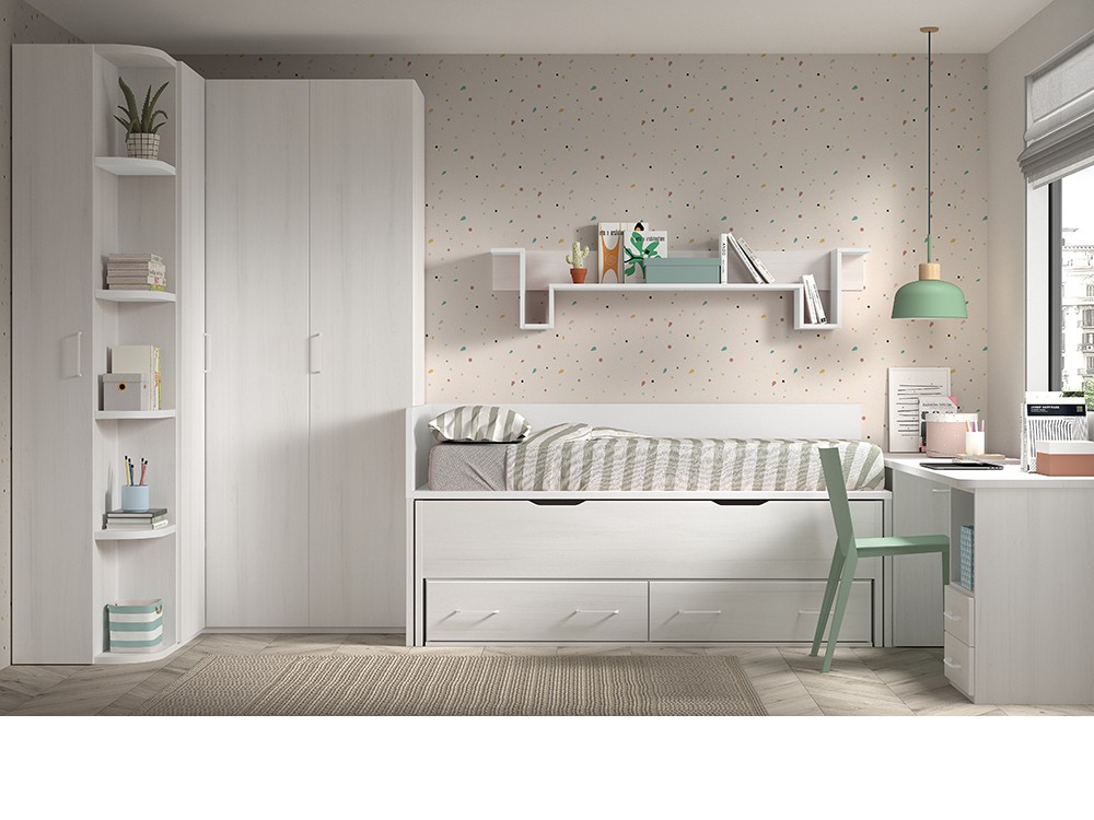 Bicama con nido y cajones F019