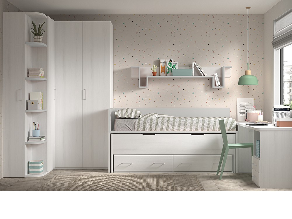 Bicama con nido y cajones F019