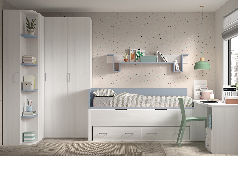 Bicama con nido y cajones F019