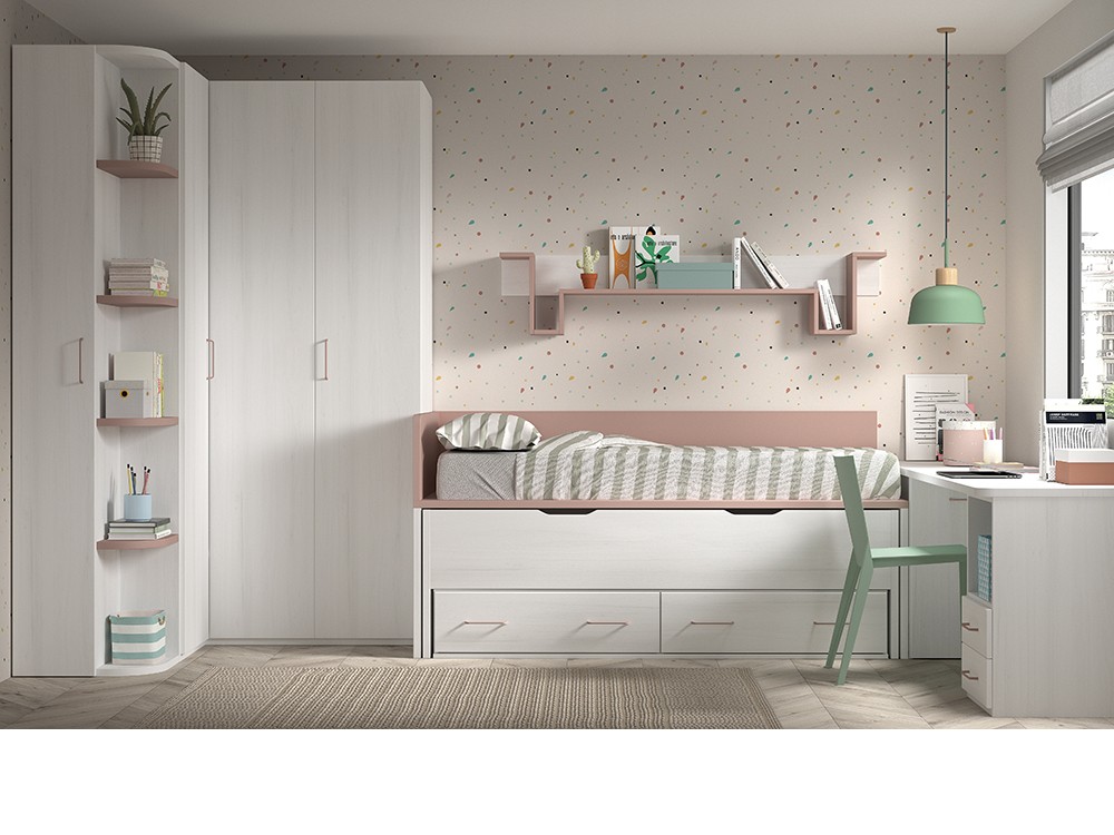 Bicama con nido y cajones F019