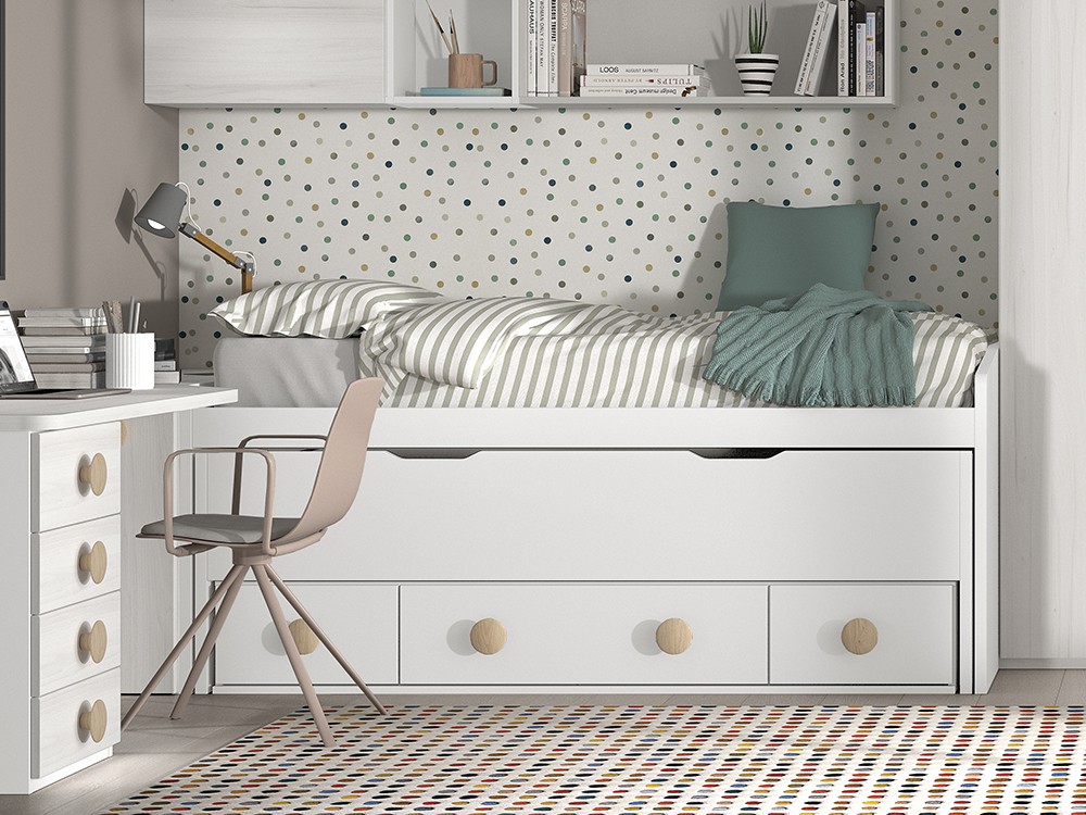 Bicama con nido y cajones F018