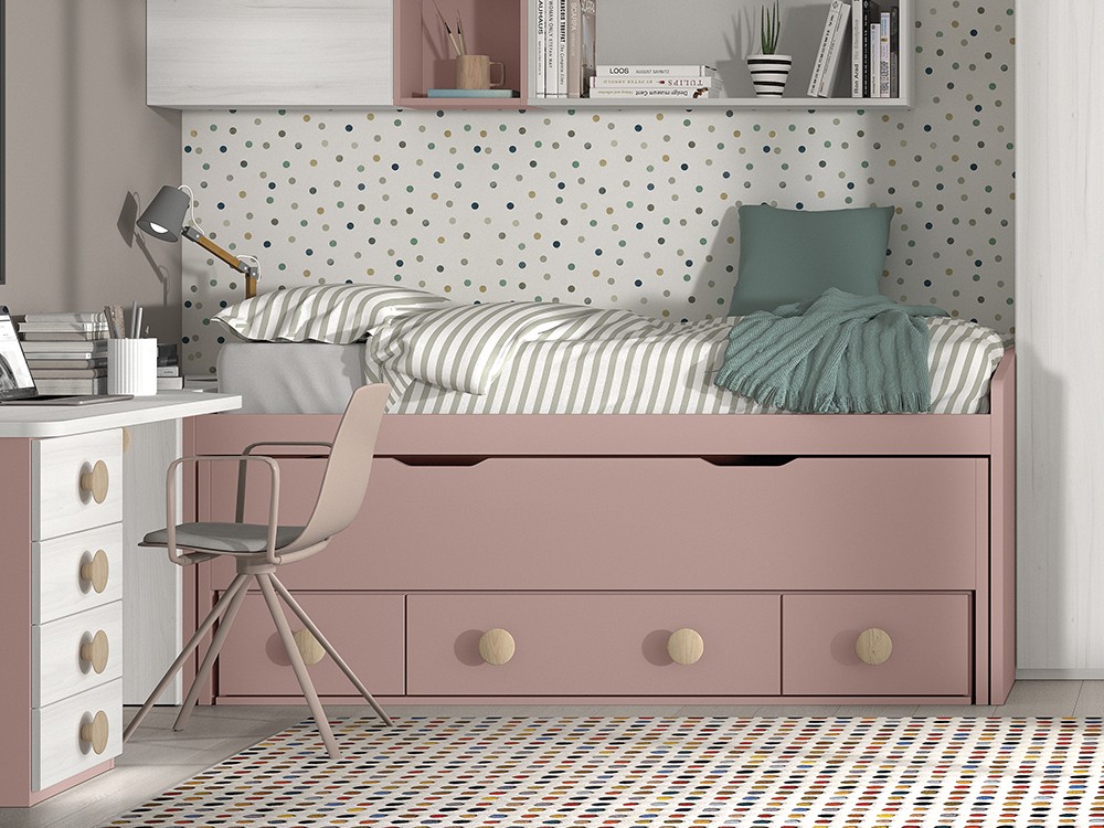 Bicama con nido y cajones F018