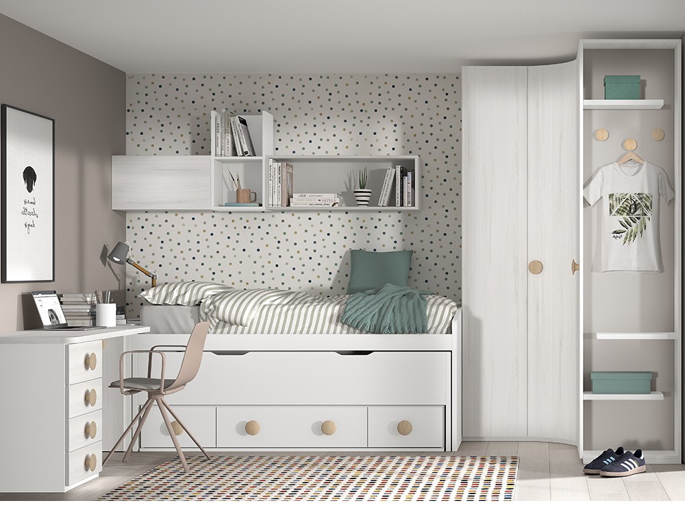 Bicama con nido y cajones F018